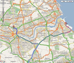 Great North Run Route on Google Maps