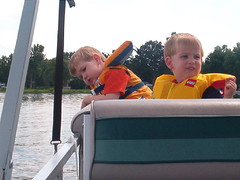 Jake and Bradley on the boat
