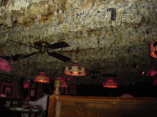 Dollars on the ceiling at MacGuire's