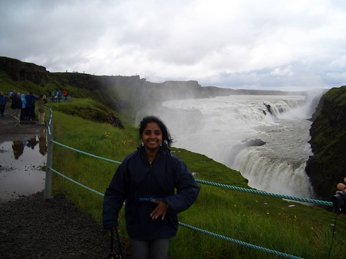 Saheli in front of Iceland's biggest water fall.