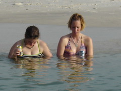 Drinking and sitting in the water