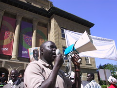 [Photo from Sudanese Procession: Deng speaks]