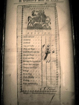 Hotel Bill From 1773