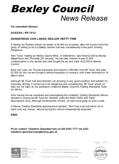 Bexley press release